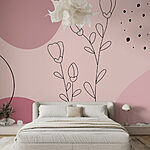 Wall murals Drawing of flowers and circles