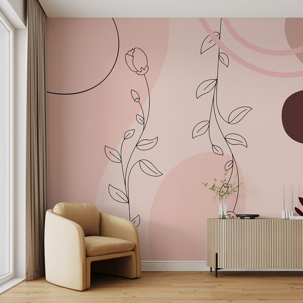 Elegant floral line art design Wall murals Elegant floral line art design