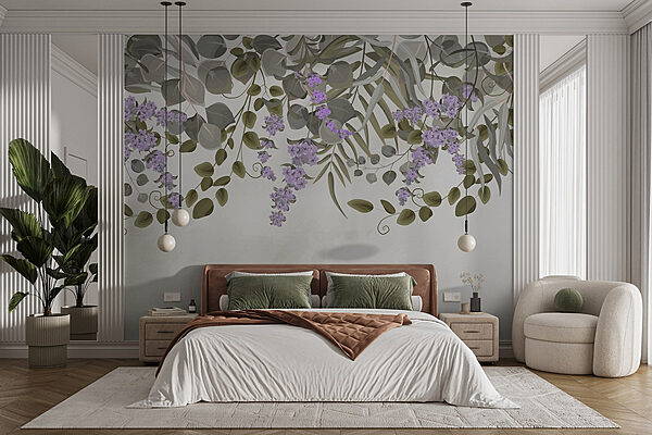 Nature’s delicate floral arrangement above Wall murals Nature’s delicate floral arrangement above