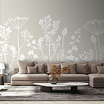Wall murals White silhouettes of flowers