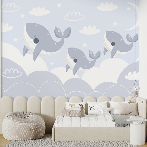 Group of whales jumping in the air Wall murals Group of whales jumping in the air