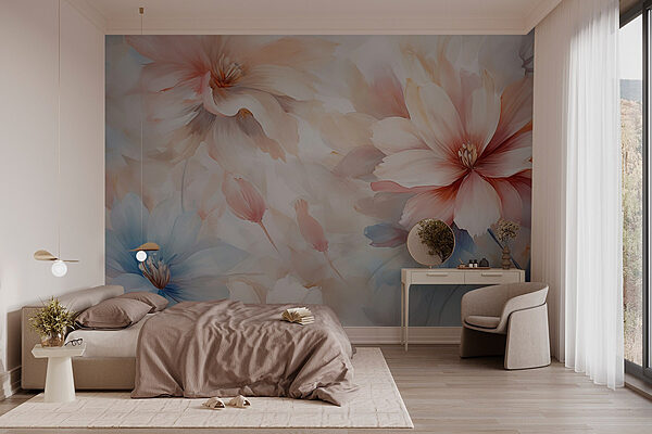 Wall murals Delicate blooms in soft hues (SKU: w02791) Wall murals Wall murals Delicate blooms in soft hues (SKU: w02791)