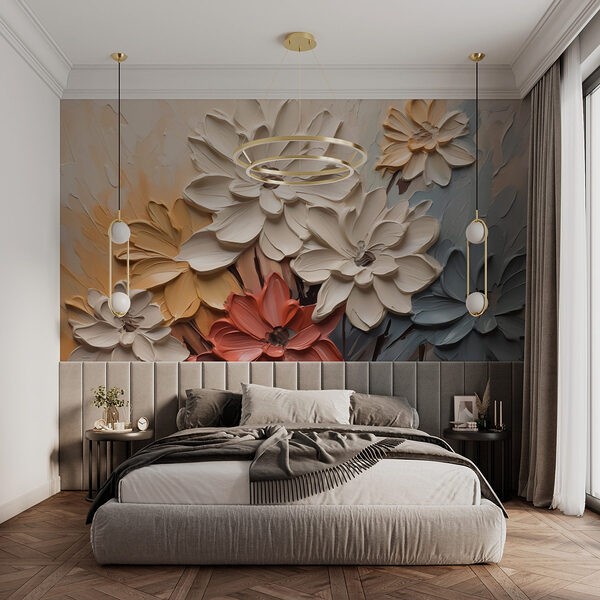 Wall murals Painting of flowers on a wall