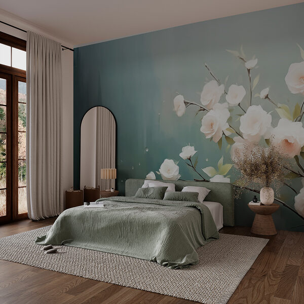 Wall murals White flowers on a branch
