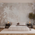 Wall murals White and gray floral pattern