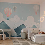 Wall murals Hot air balloons flying over mountains