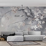 Wall murals Painting of a tree with white flowers