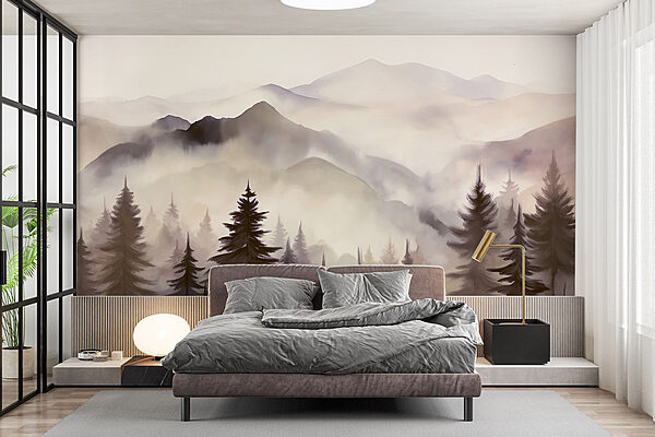 Wall mural Wall mural Landscape of mountains and trees (SKU: w08639v1)