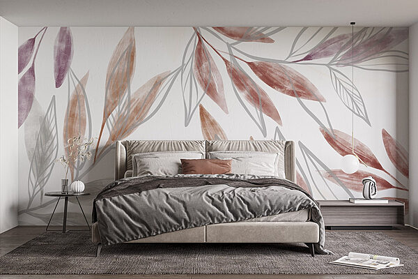 Wall murals Delicate leaves in soft hues