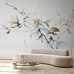 Wall mural Painting of flowers on a white background
