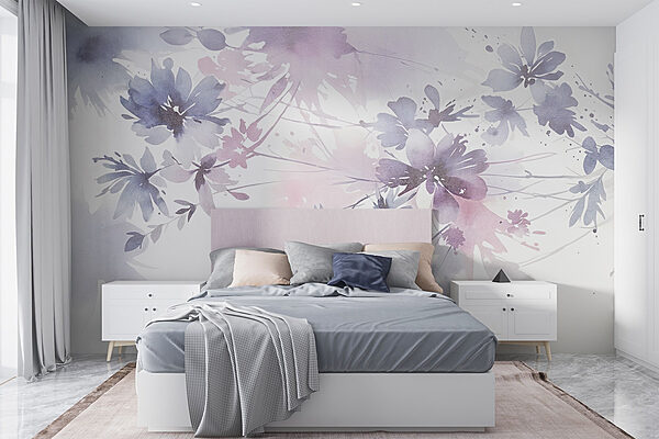 Watercolor painting of flowers Wall murals Watercolor painting of flowers