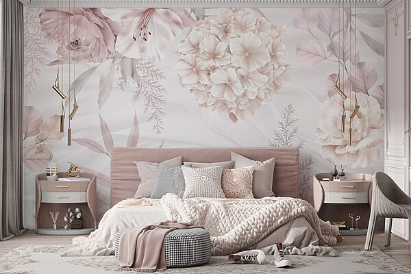 Delicate blooms in soft pastel tones Wall murals Delicate blooms in soft pastel tones