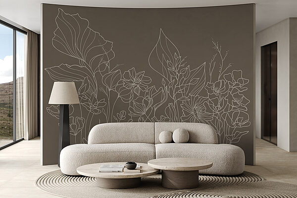 Line drawing of flowers Wall murals Line drawing of flowers