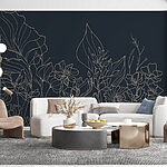 Wall murals Line drawing of flowers