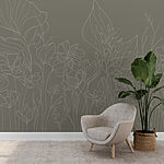 Wall murals Line drawing of flowers