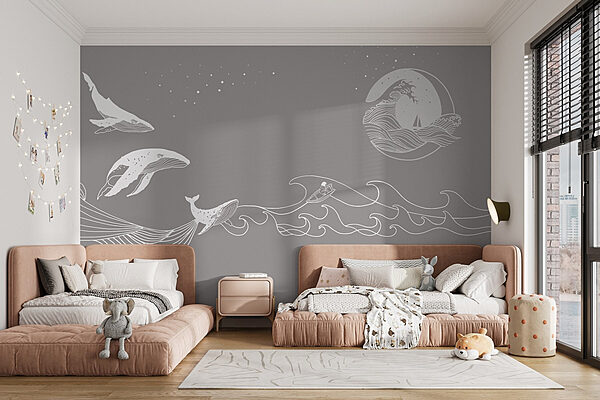 Whale and whale in the sea Wall murals Whale and whale in the sea