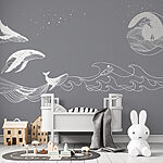 Wall murals Whale and a man in the ocean