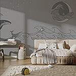 Wall murals Whale and man in the ocean