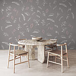 Wall murals Grey background with white flowers
