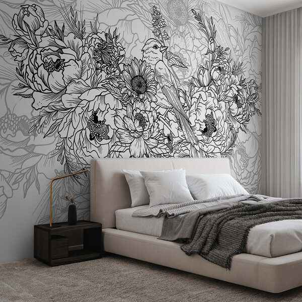 Wall murals Bird on a flower (SKU: w02835) Wall murals Wall murals Bird on a flower (SKU: w02835)
