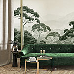 Wall mural Forest with trees and mountains in the background