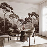 Wall mural Forest with trees and mountains in the background
