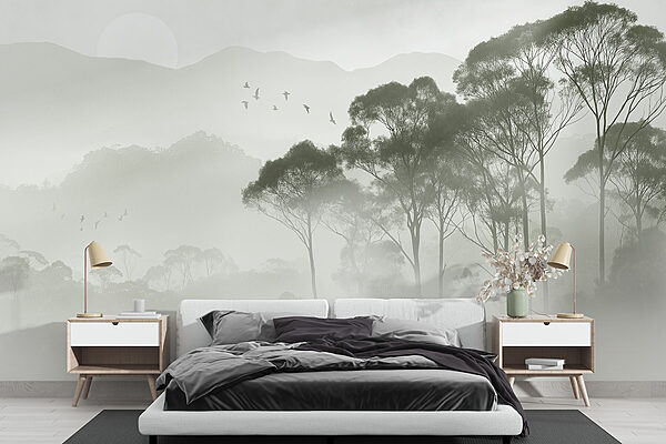 Birds flying over trees Wall murals Birds flying over trees