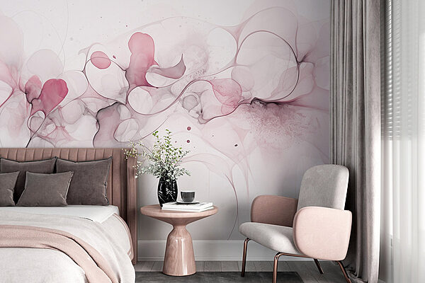 Soft swirls of pink and gray Wall murals Soft swirls of pink and gray