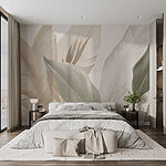 Wall murals Soft leaves in neutral tones.