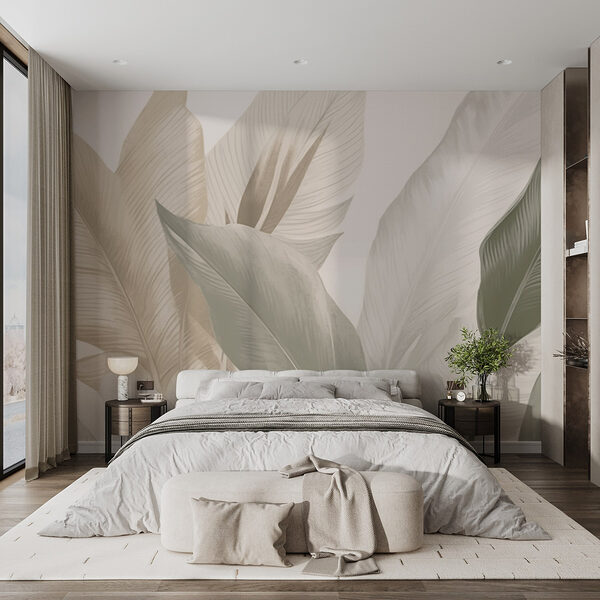 Soft leaves in neutral tones Wall murals Soft leaves in neutral tones