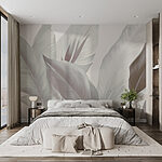 Wall murals Soft leaves in gentle tones