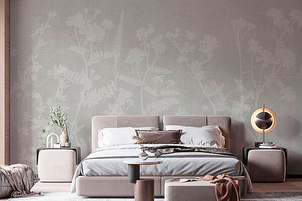 White floral pattern on a gray background Wall murals White floral pattern on a gray background