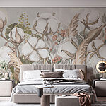 Wall murals Fluffy cotton blooms in soft hues