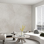 Wall murals White floral pattern on a grey background