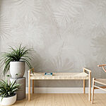 Wall mural White floral pattern on a grey background