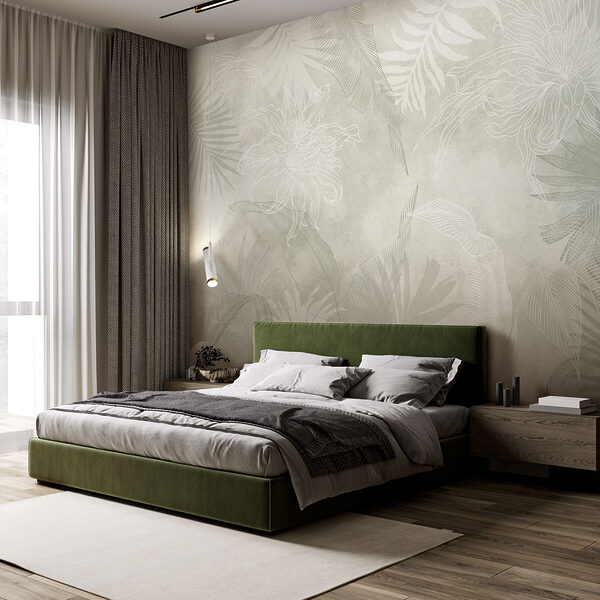 White and grey floral pattern Wall murals White and grey floral pattern
