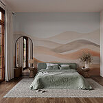 Wall murals Brown and white wavy lines