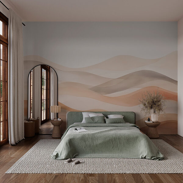 Brown and white wavy lines Wall murals Brown and white wavy lines