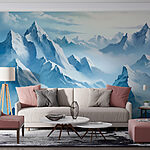 Wall murals Mountain range with clouds
