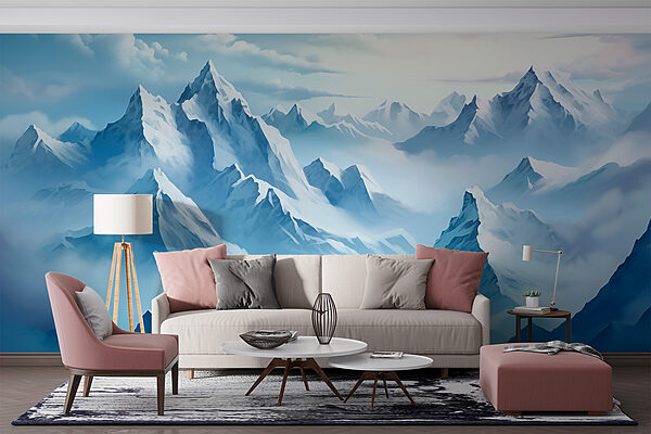 Mountain range with clouds Wall murals Mountain range with clouds