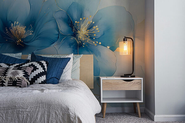 Wall murals Delicate blooms in soft blue hues (SKU: w02769) Wall murals Wall murals Delicate blooms in soft blue hues (SKU: w02769)