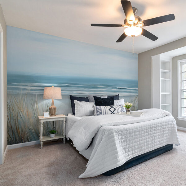 Wall mural Beach with grass and waves