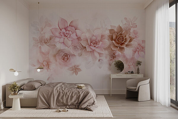 Group of flowers on a white background Wall murals Group of flowers on a white background