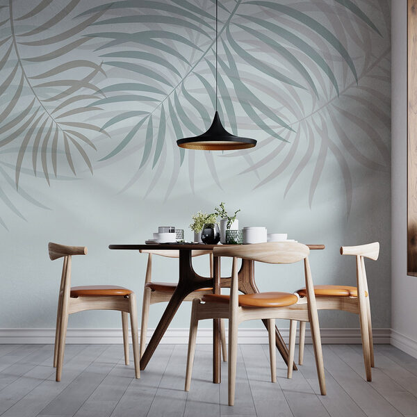 Wall murals Gentle leaves in soft colors