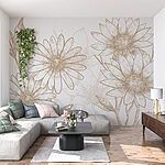 Wall murals Drawing of flowers on a white background