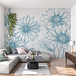 Wall murals Drawing of flowers and leaves