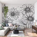 Wall murals Group of flowers with leaves