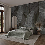 Wall murals Pattern of white and gray leaves