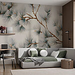 Wall murals Delicate pine branches in soft hues