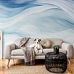 Wall murals White and blue watercolor painting
